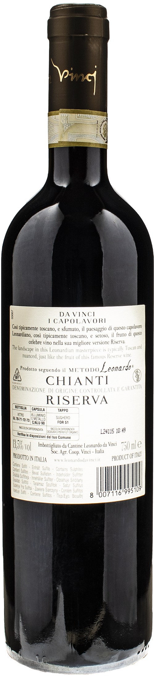 Leonardo da Vinci Capolavori Chianti Riserva Vergine delle Rocce 2020