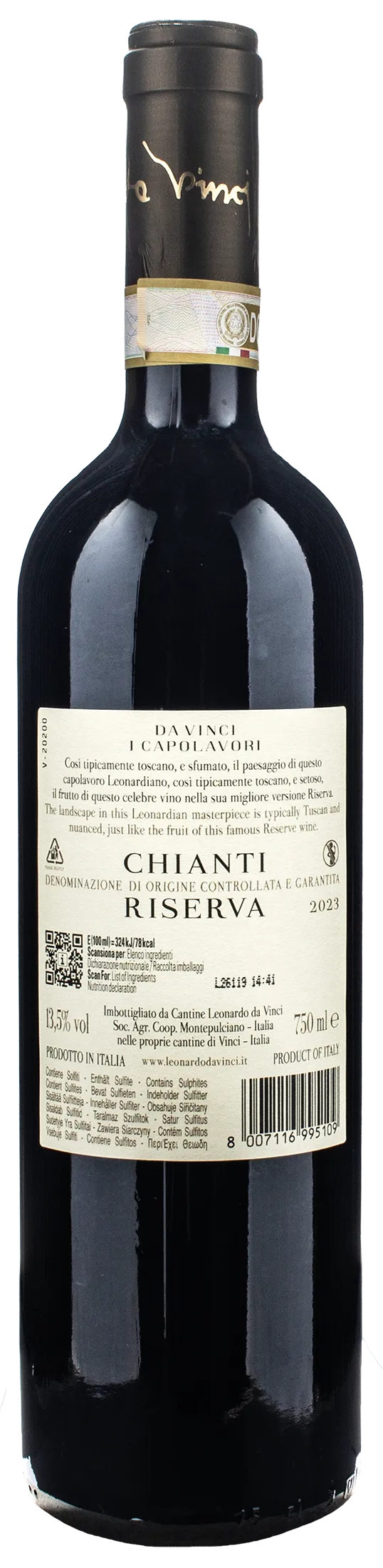 Leonardo da Vinci Capolavori Chianti Riserva Vergine delle Rocce 2023