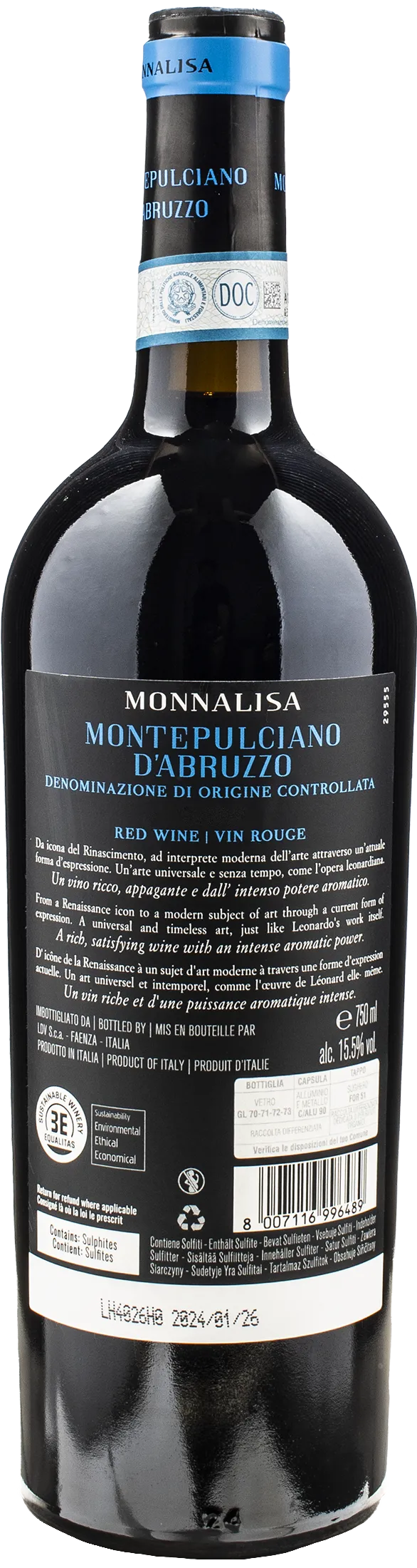 Leonardo da Vinci Monnalisa Rosso Montepulciano Abruzzo 2022