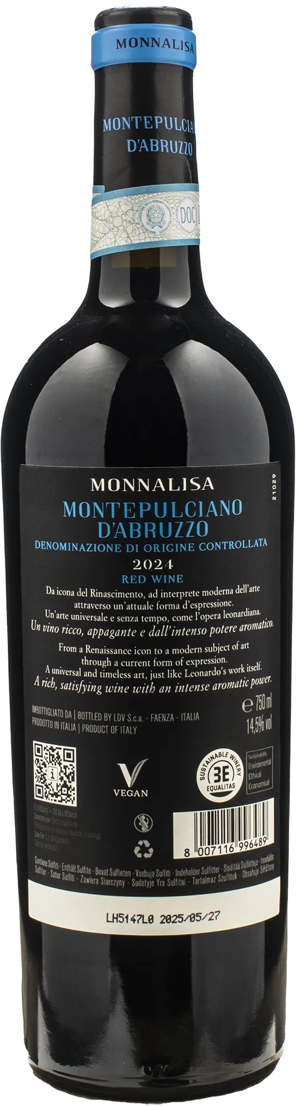 Leonardo da Vinci Monnalisa Rosso Montepulciano Abruzzo 2024