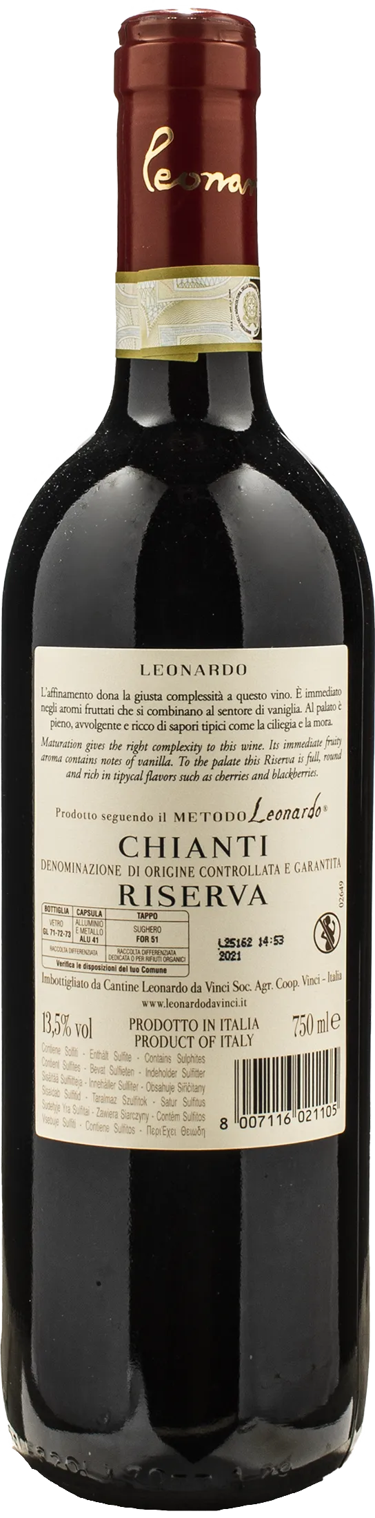 Leonardo da Vinci Vitruviano Chianti Riserva 2021