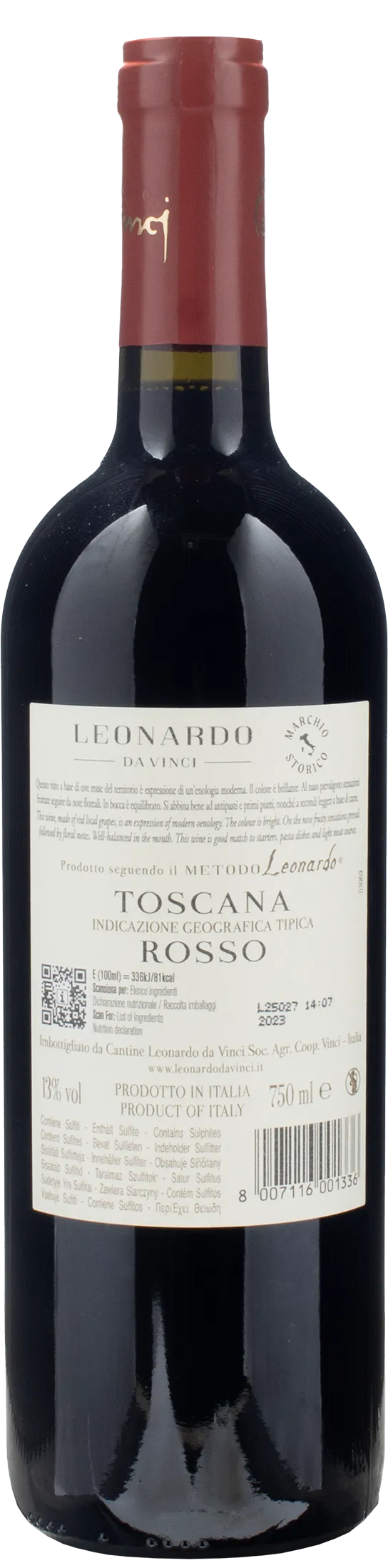 Leonardo da Vinci Vitruviano Toscana Rosso 2023