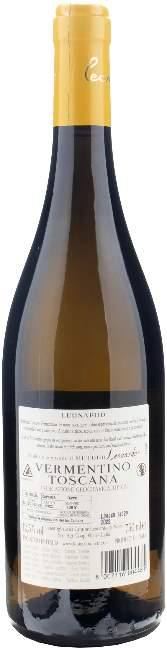 Leonardo da Vinci Vitruviano Vermentino Toscana 2023