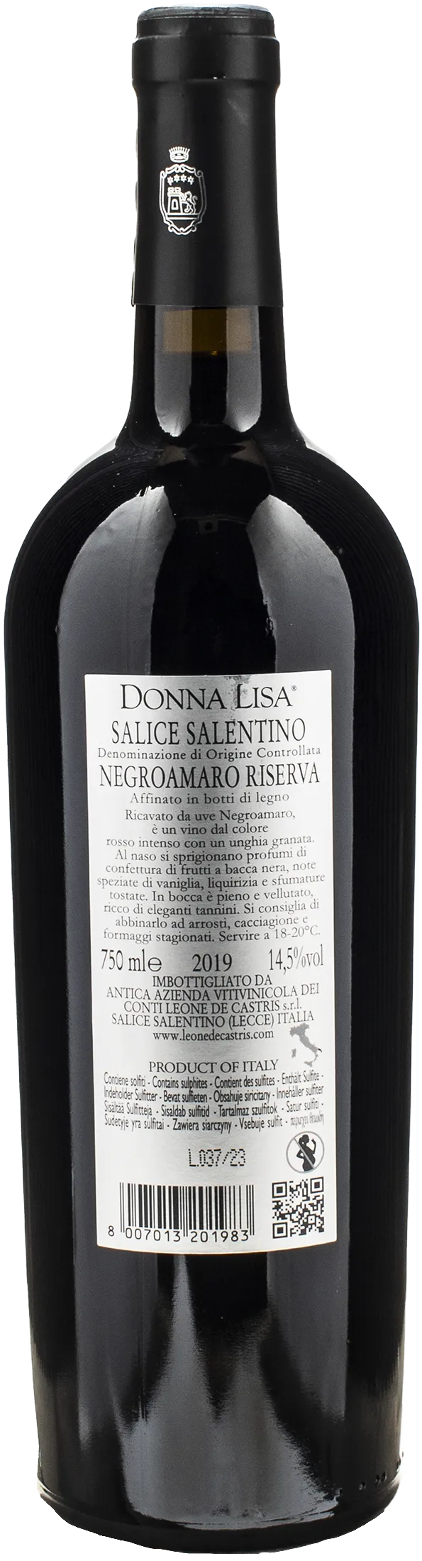 Leone de Castris Salice Salentino Donna Lisa Negroamaro Riserva 2019