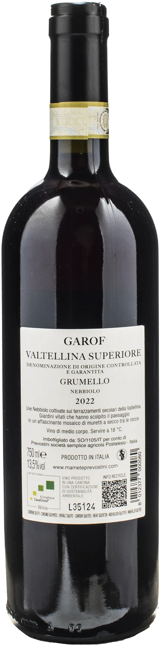 Mamete Prevostini Grumello Valtellina Superiore Garof 2022