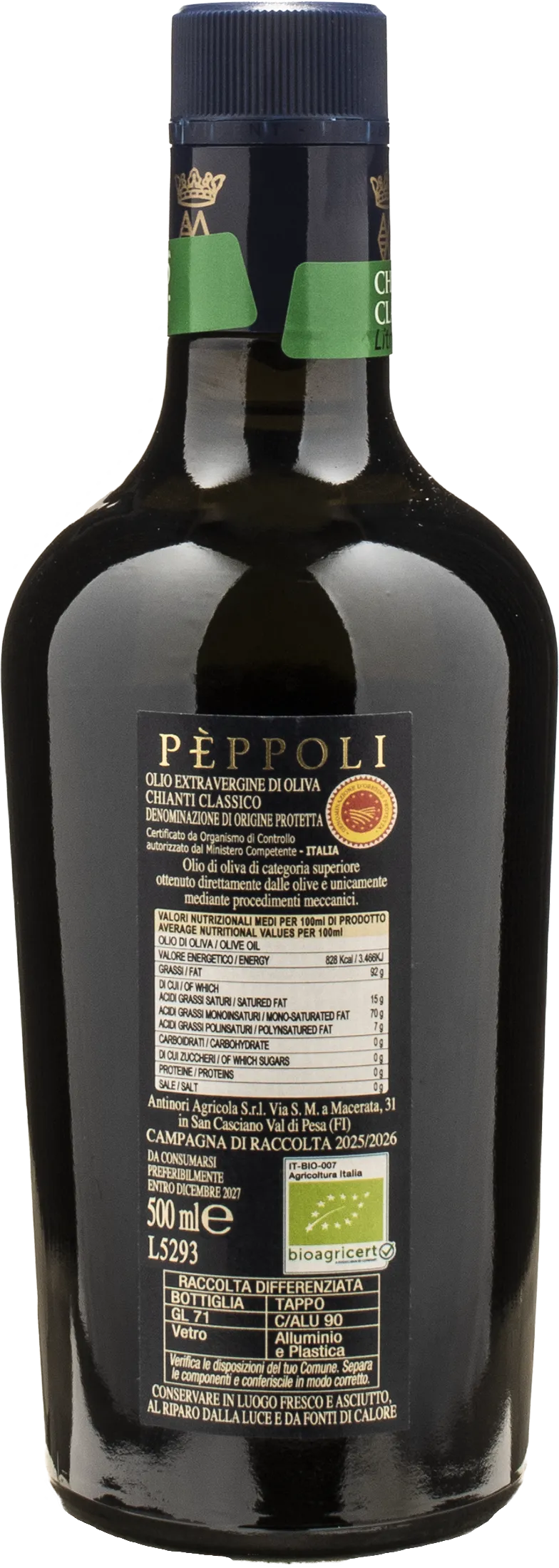 Marchesi Antinori Peppoli Chianti Classico Extra Virgin Olive Oil 0.5L 2025