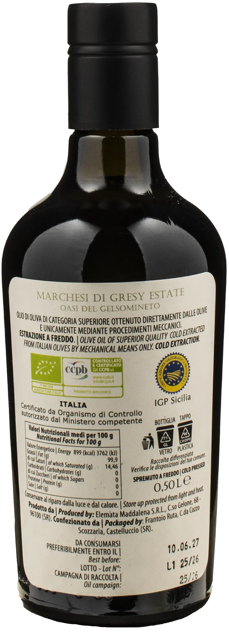 Marchesi di Gresy Oasi del Gelsomineto Extra Virgin Olive Oil 0.5L 2025