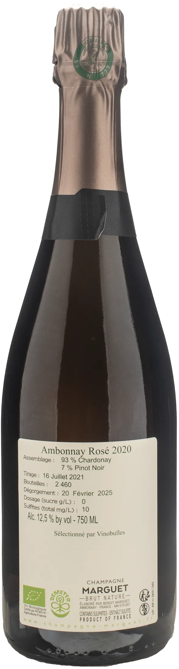 Marguet Champagne Ambonnay Grand Cru Rosè Brut Nature 2020