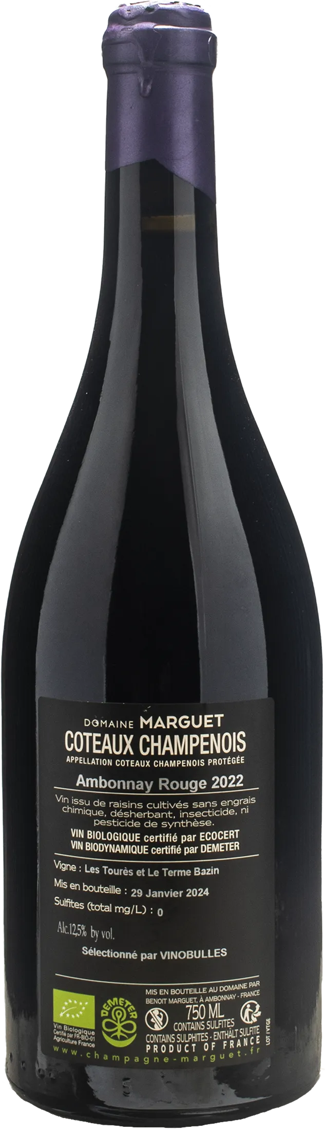 Marguet Coteaux Champenois Rouge Pinot Noir Ambonnay 2022