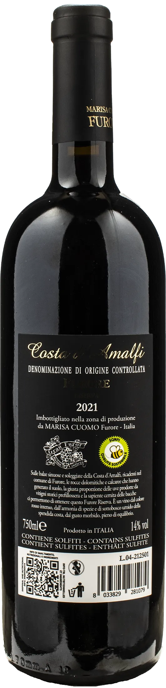 Marisa Cuomo Costa d'Amalfi Furore Rosso Riserva 2021