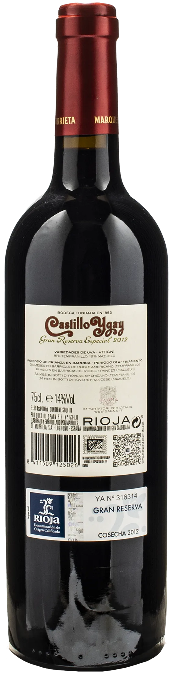 Marques de Murrieta Castillo Ygay Gran Reserva Especial Cosecha 2012