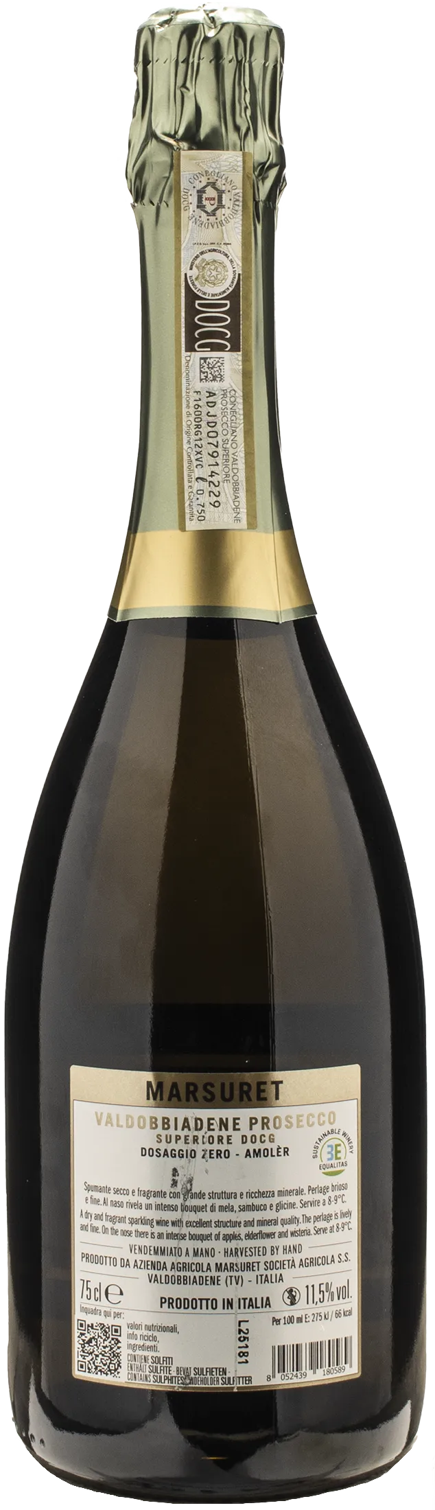 Marsuret Valdobbiadene Prosecco Superiore Dosaggio Zero Amoler