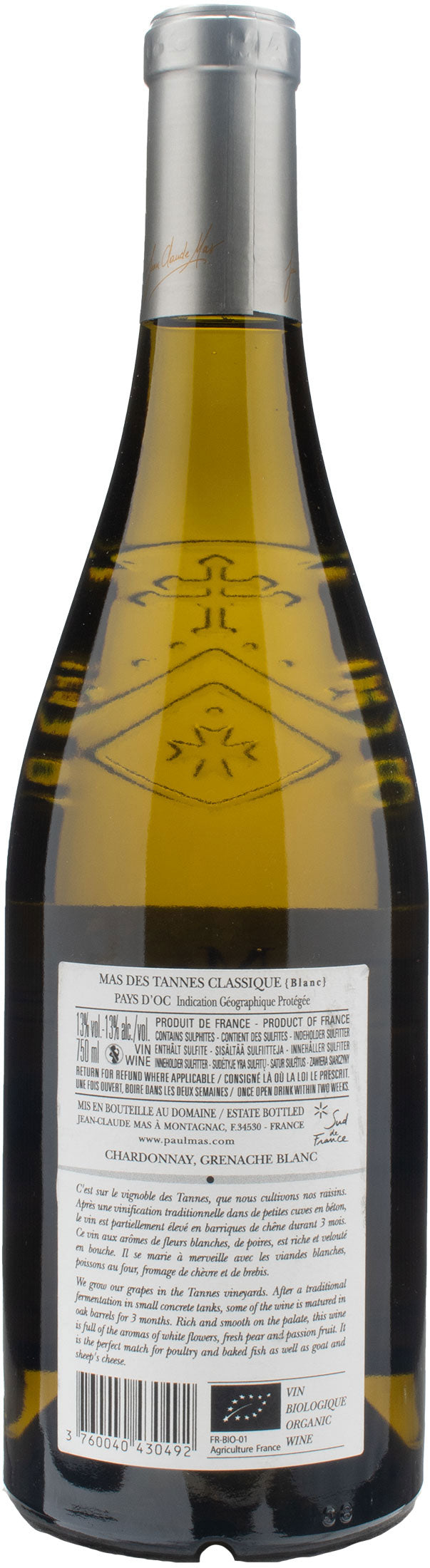 Mas des Tannes Classique Chardonnay Grenache Blanc Pays D'OC 2021