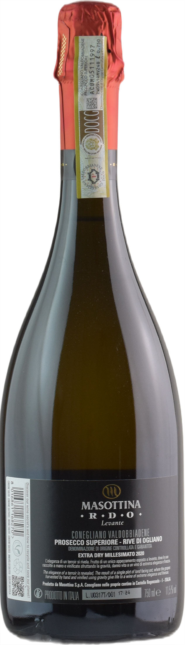 Masottina Conegliano Valdobbiadene Prosecco Superiore Millesimato Le Rive di Ogliano Extra Dry 2020