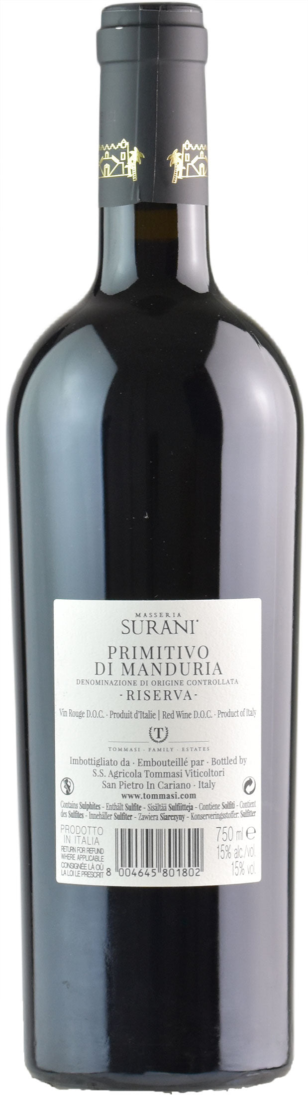 Masseria Surani Primitivo Manduria Dionysos Riserva 2017