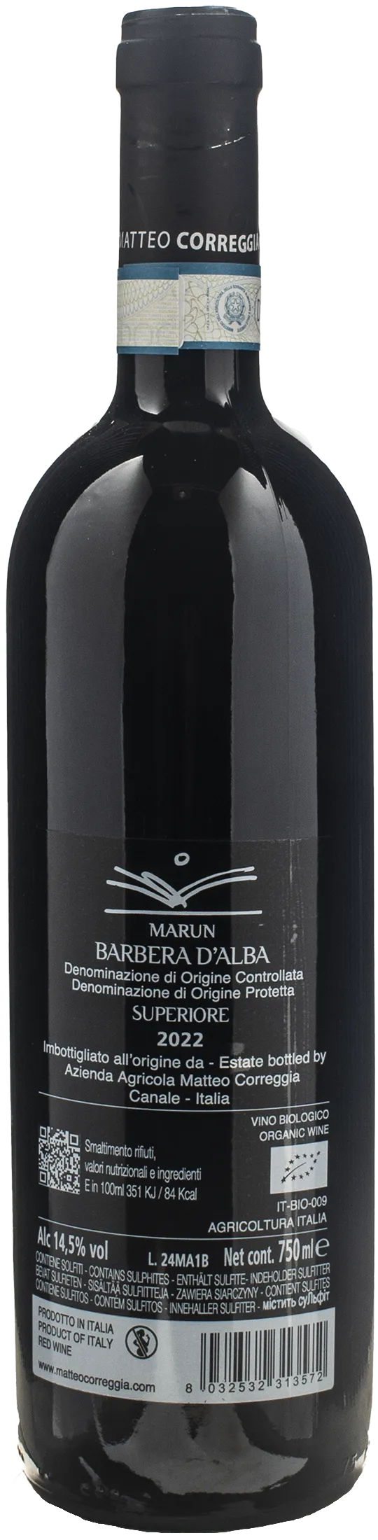 Matteo Correggia Barbera d'Alba Superiore Marun 2022
