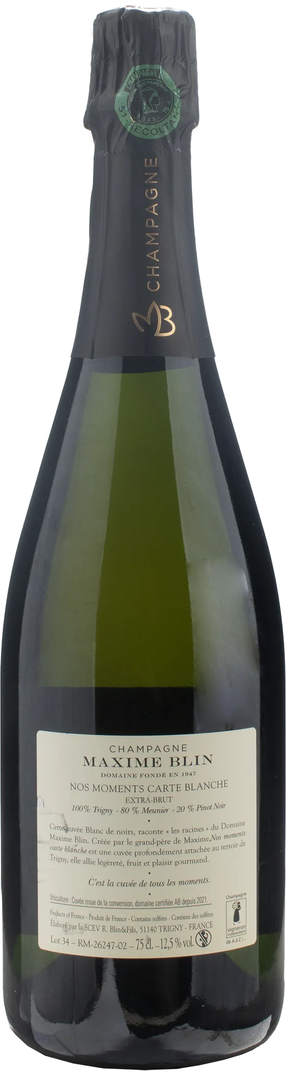 Maxime Blin Champagne Nos Moments Carte Blanche Extra Brut