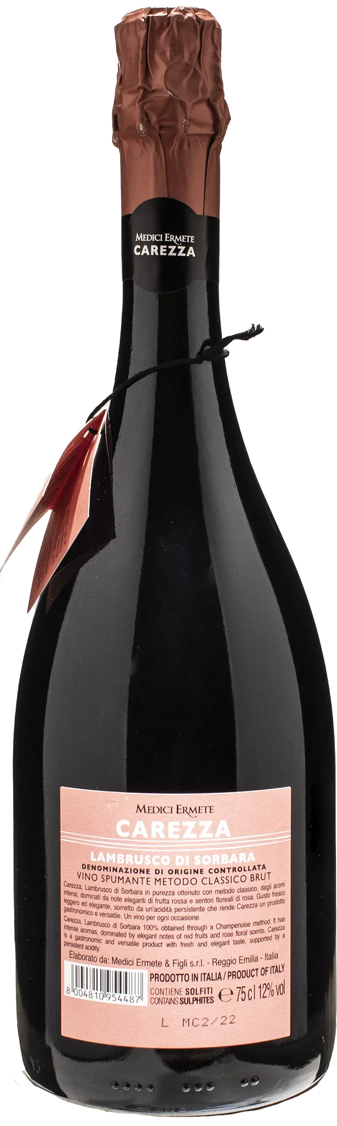 Medici Ermete Lambrusco Sorbara Spumante Carezza Metodo Classico Brut