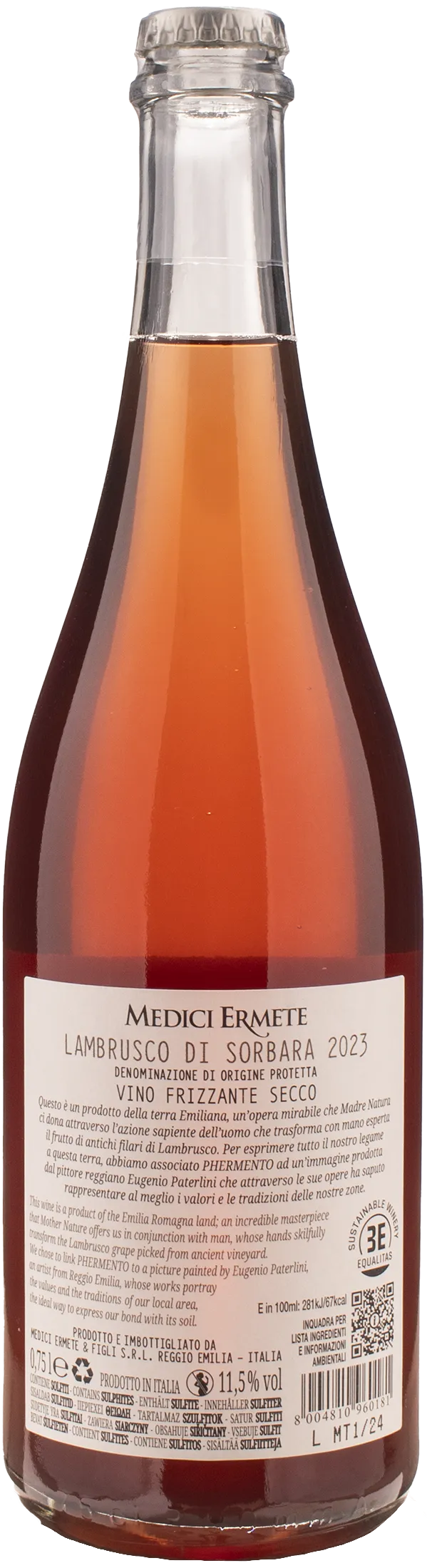 Medici Ermete Lambrusco Spumante Metodo Ancestrale Rosè Phermento 2023