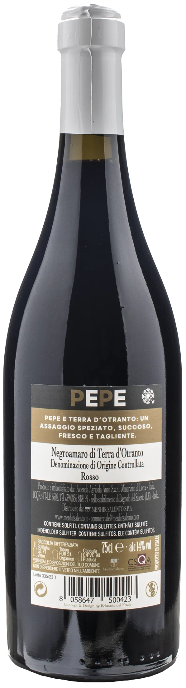 Menhir Negroamaro Terra d'Otranto Pepe 2022