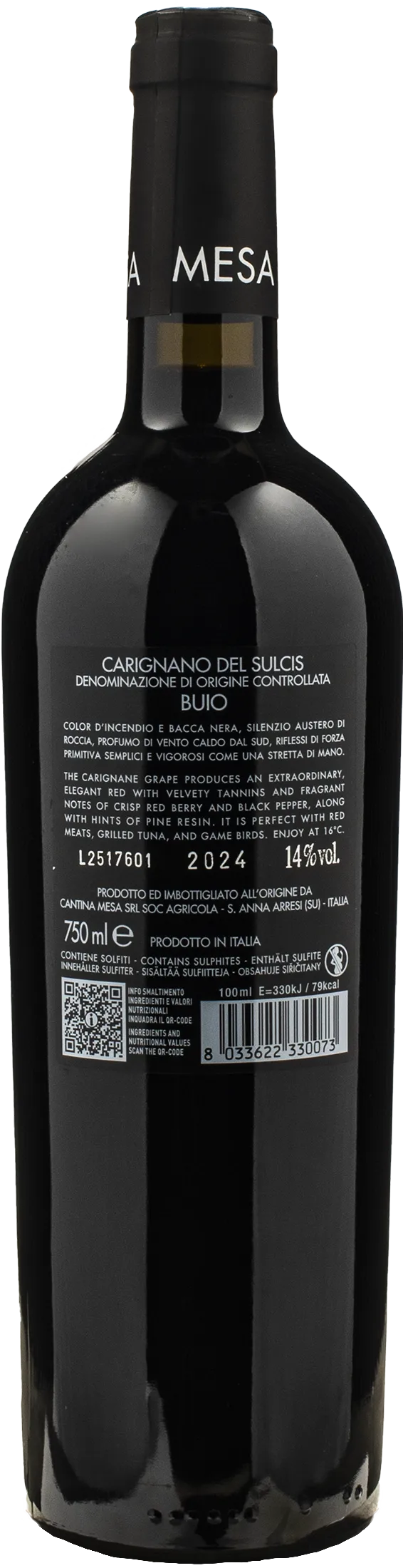 Mesa Carignano del Sulcis Buio 2024