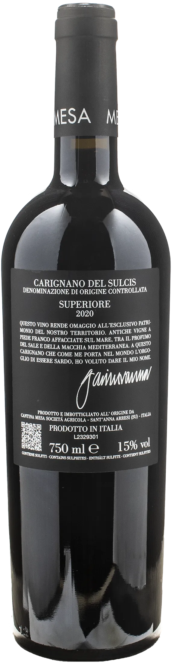 Mesa Carignano del Sulcis Superiore Gavino 2020