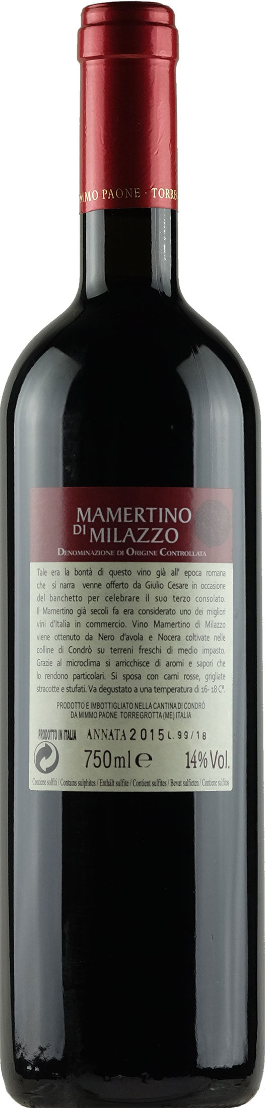 Mimmo Paone Mamertino Rosso 2015
