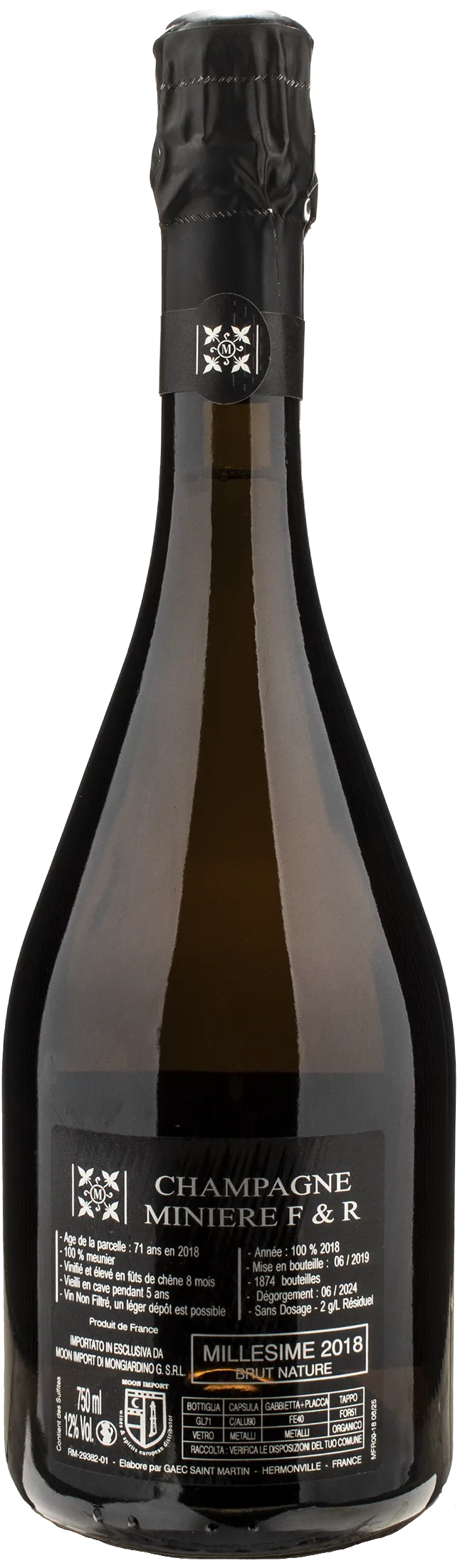 Miniere F&R Champagne La Vigne a Alfred Blanc de Noirs Brut Nature 2018