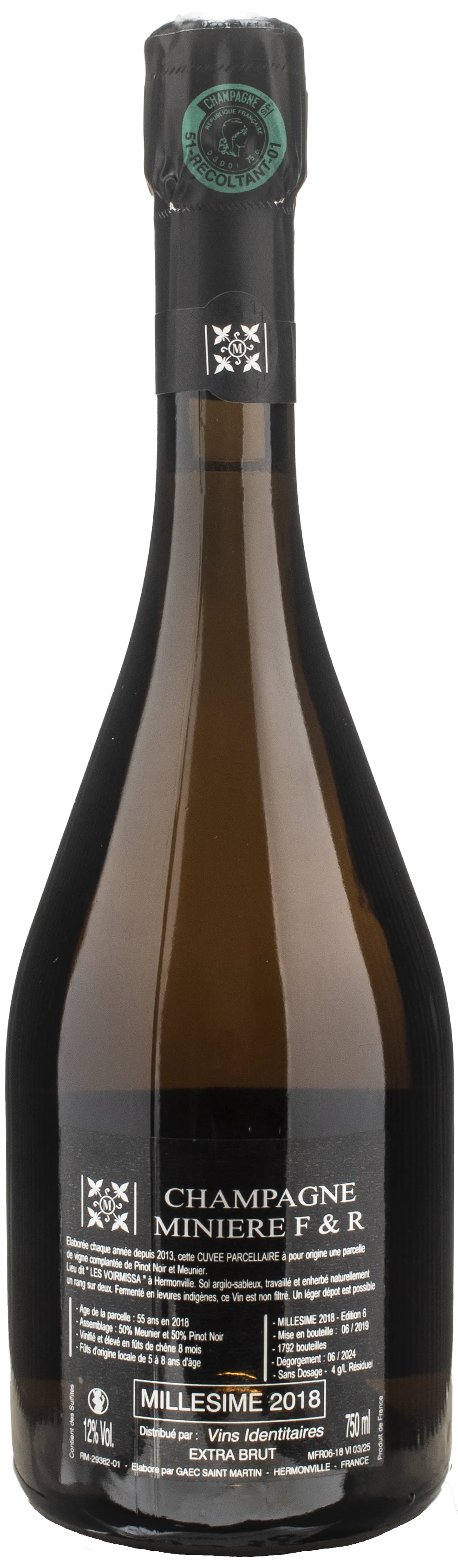 Miniere F&R Champagne Les Voirmissa Blanc de Noirs Extra Brut 2018