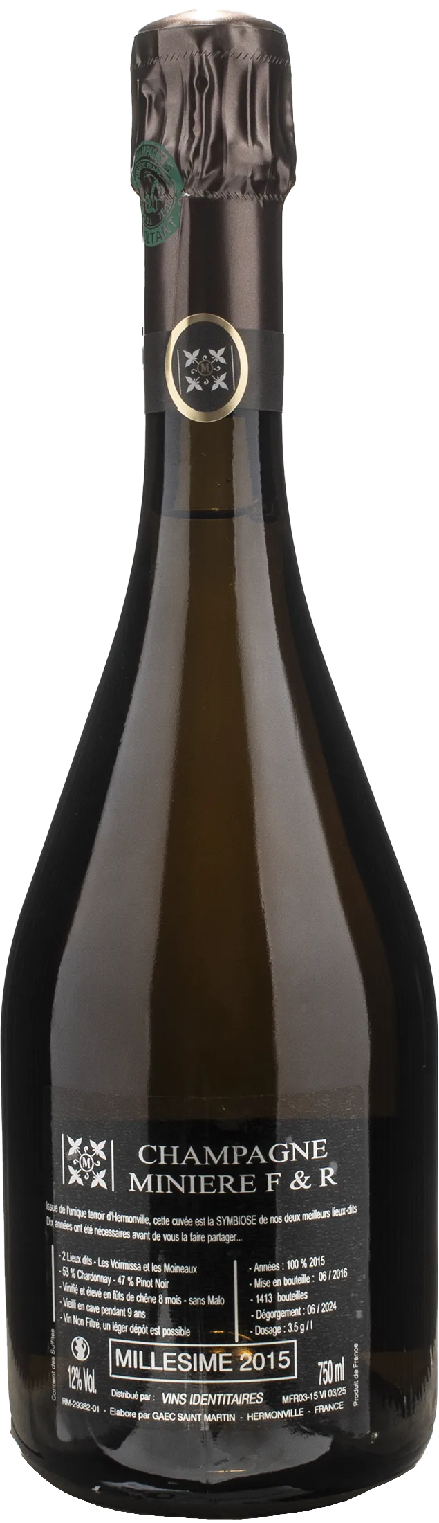 Miniere F&R Champagne Symbiose Extra Brut 2015