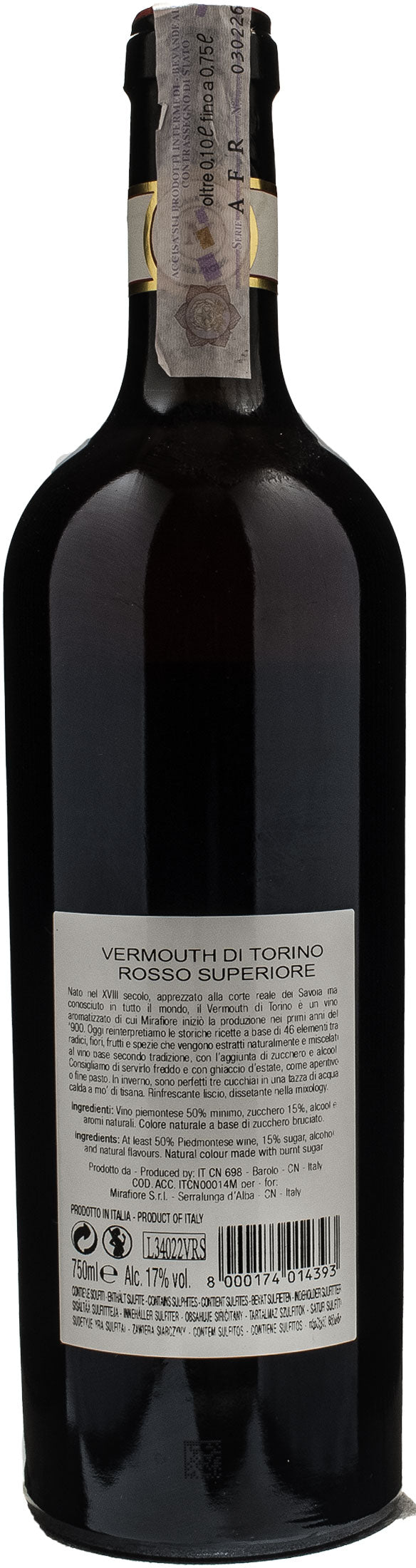 Mirafiore Vermouth di Torino Rosso Superiore 0.75L