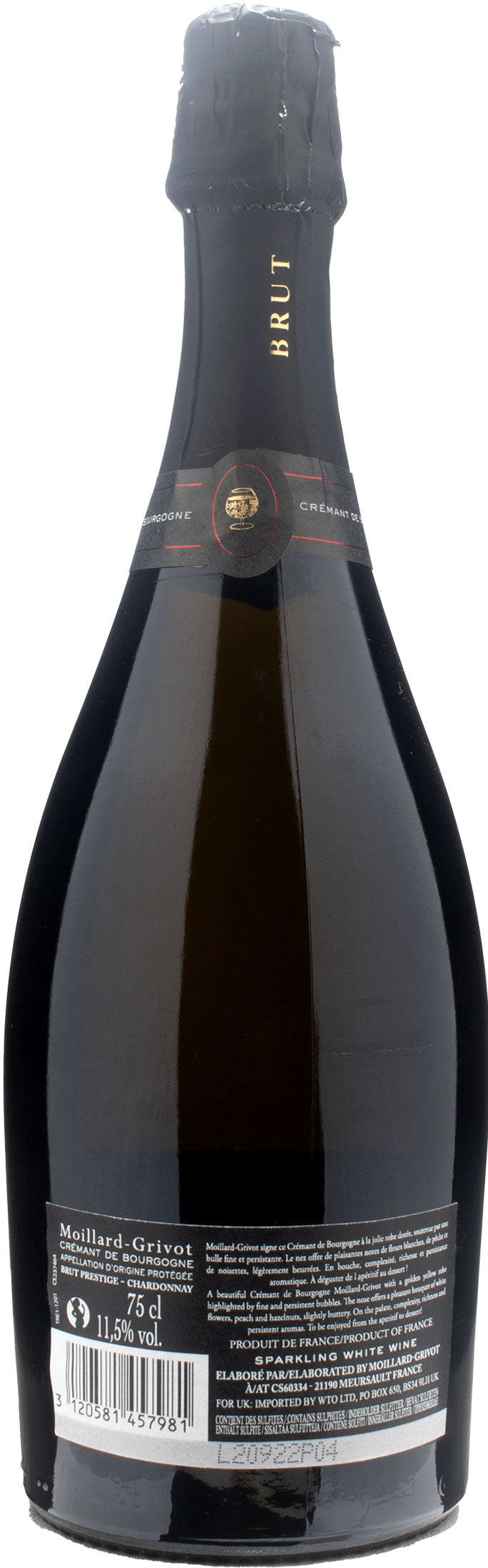 Moillard Grivot Cremant de Bourgogne Chardonnay Prestige Brut 2020