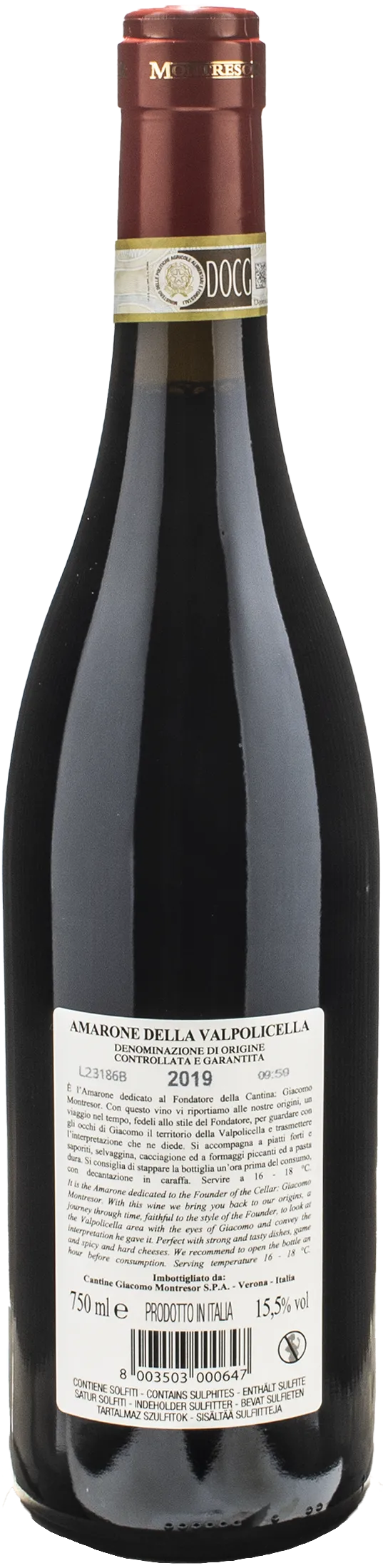Montresor Amarone della Valpolicella Cantina Privata del Fondatore 2019