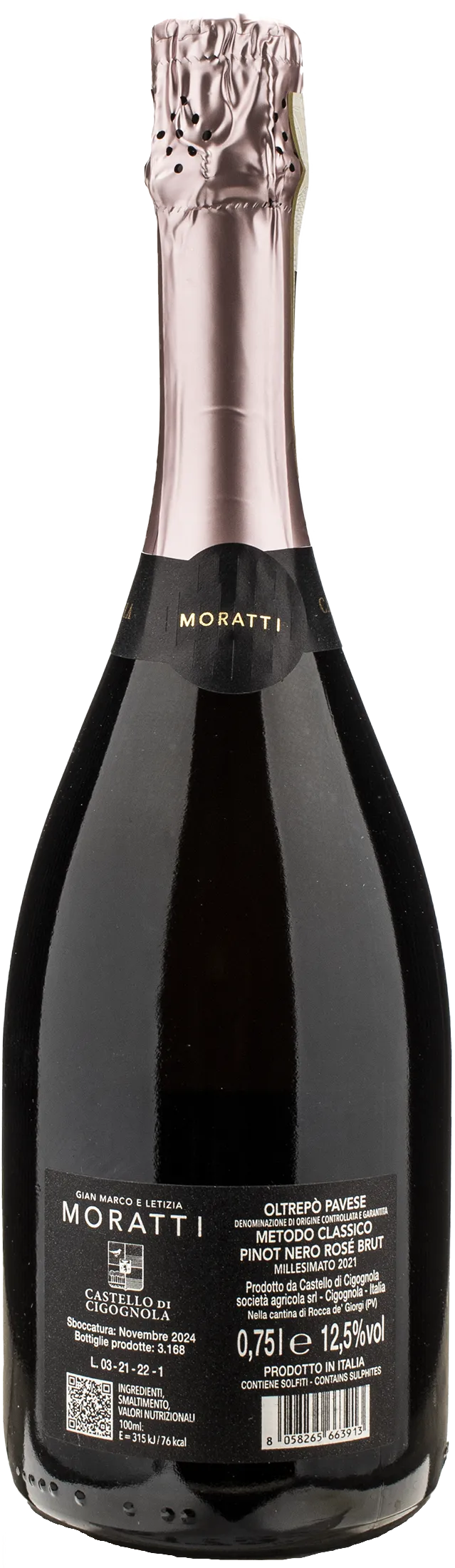 Moratti Oltrepo Pavese Cuvee Rosè Brut Metodo Classico Millesimato 2021