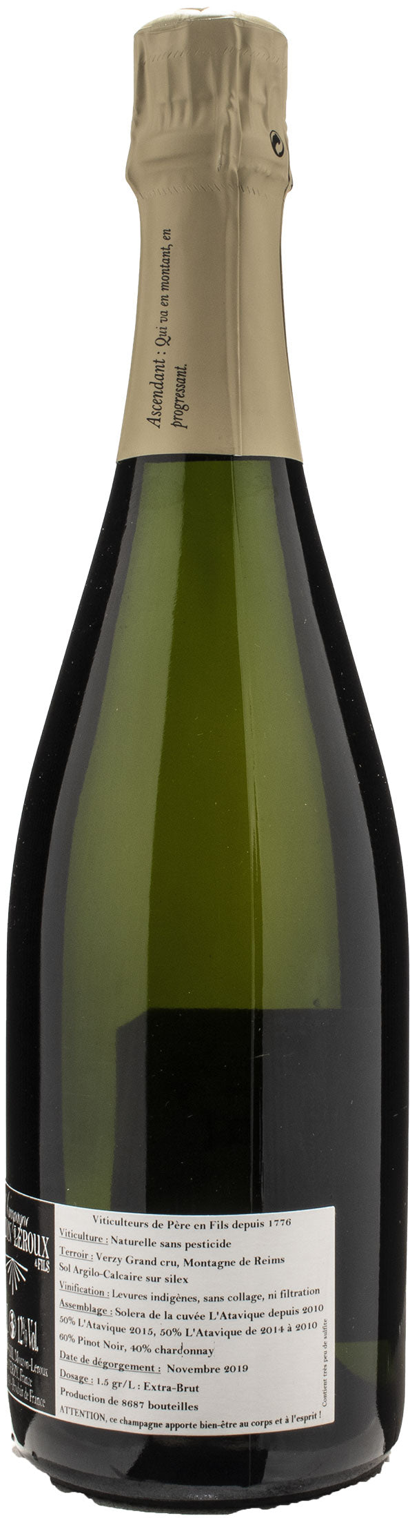 Mouzon Leroux Champagne Grand Cru L'Ascendant Verzy Extra Brut Solera