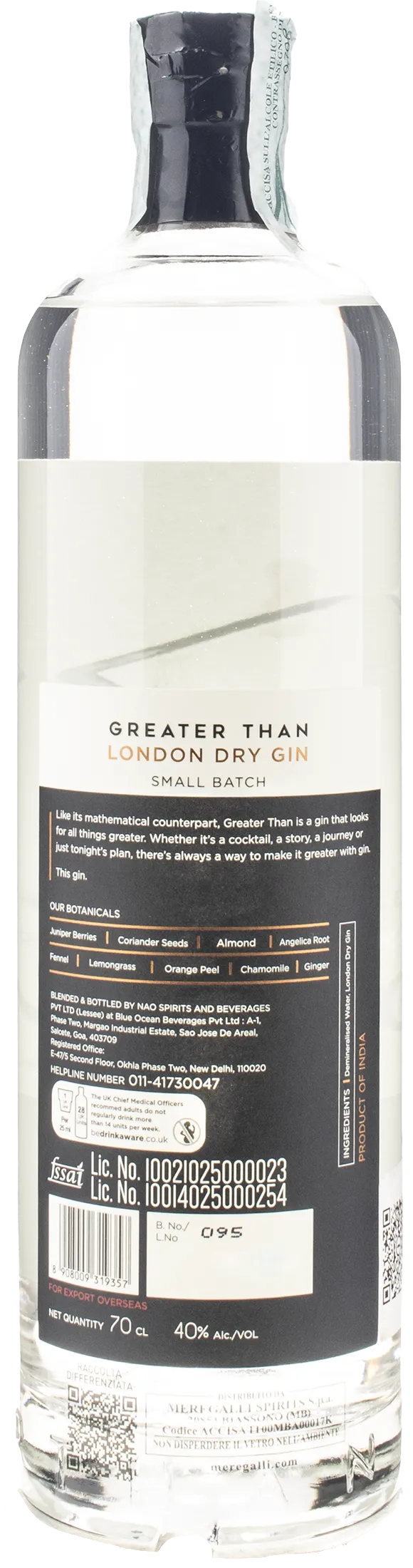 Nao Spirits Gin Greater Than London Dry 0.7L