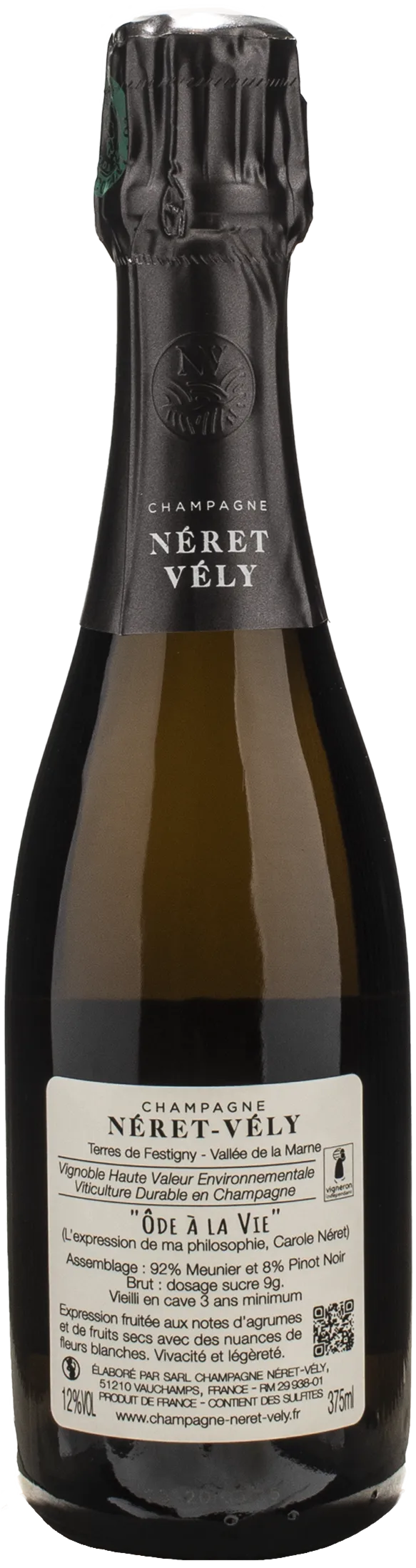 Neret Vely Champagne Blanc de Noirs Ode a la Vie Brut 0.375L