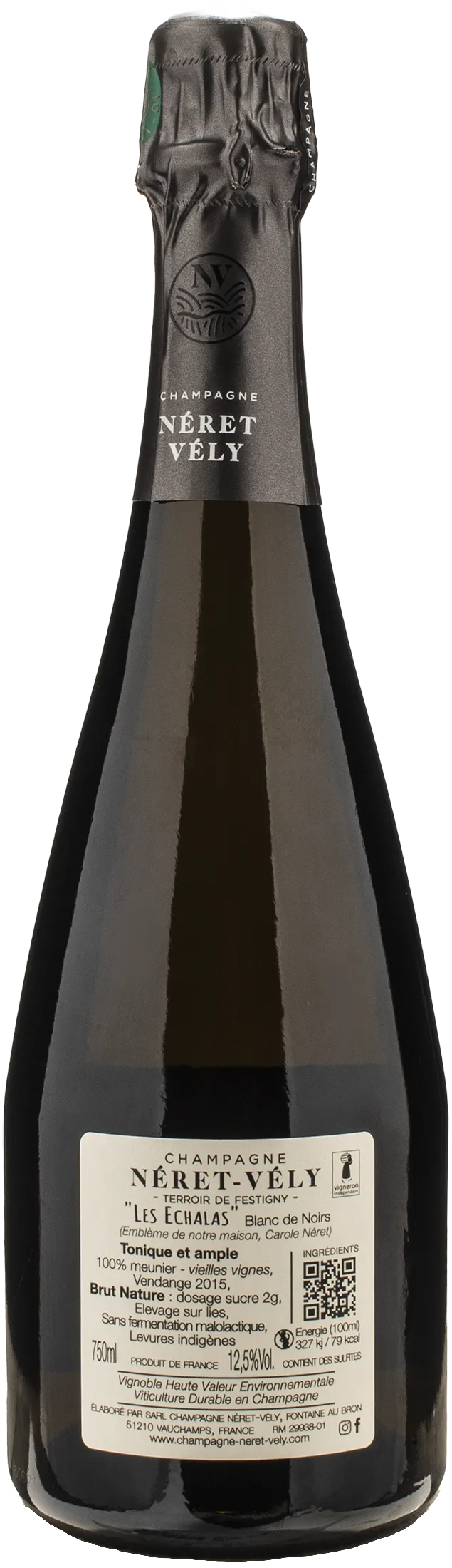 Neret Vely Champagne Meunier Blanc de Noirs Brut Nature Les Echalas