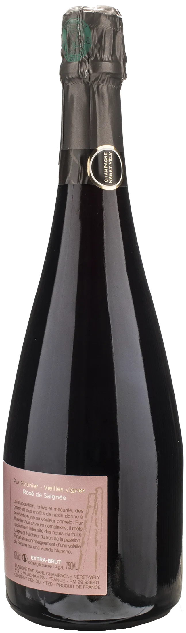 Neret Vely Champagne Les Echalas Pur Meunier Rosè de Saignee Extra Brut