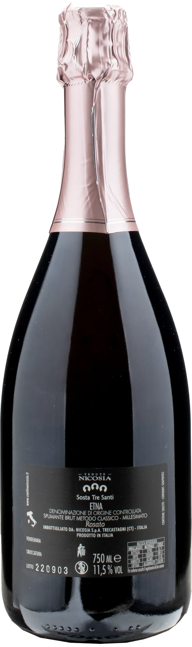 Nicosia Sosta Tre Santi Etna Rosato Metodo Classico Brut 2021