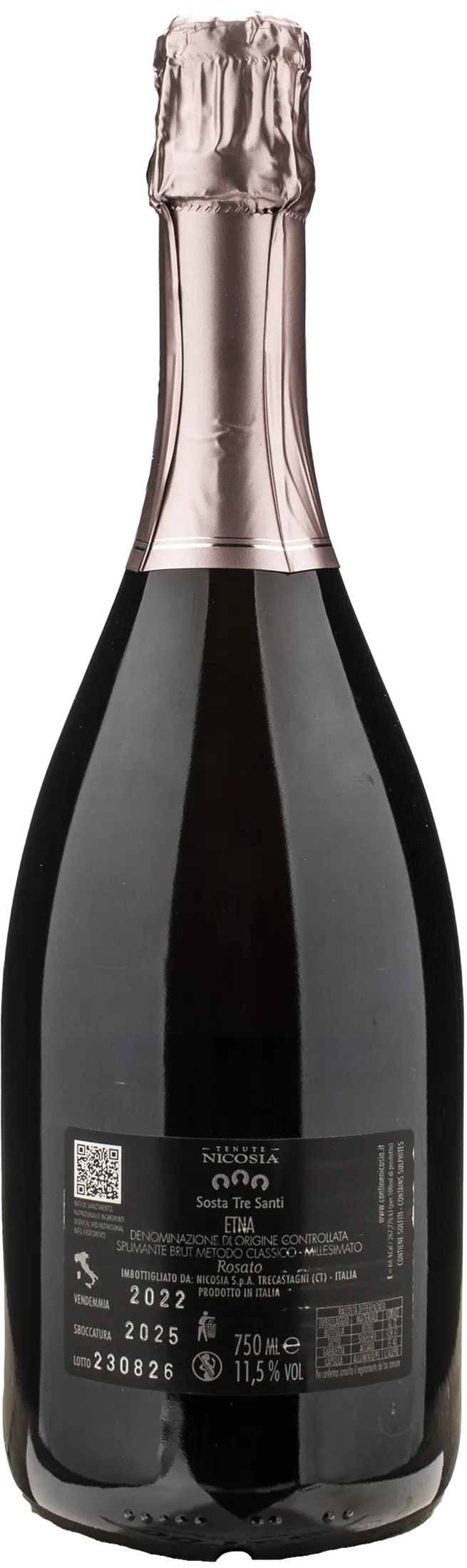 Nicosia Sosta Tre Santi Etna Rosato Metodo Classico Brut 2022