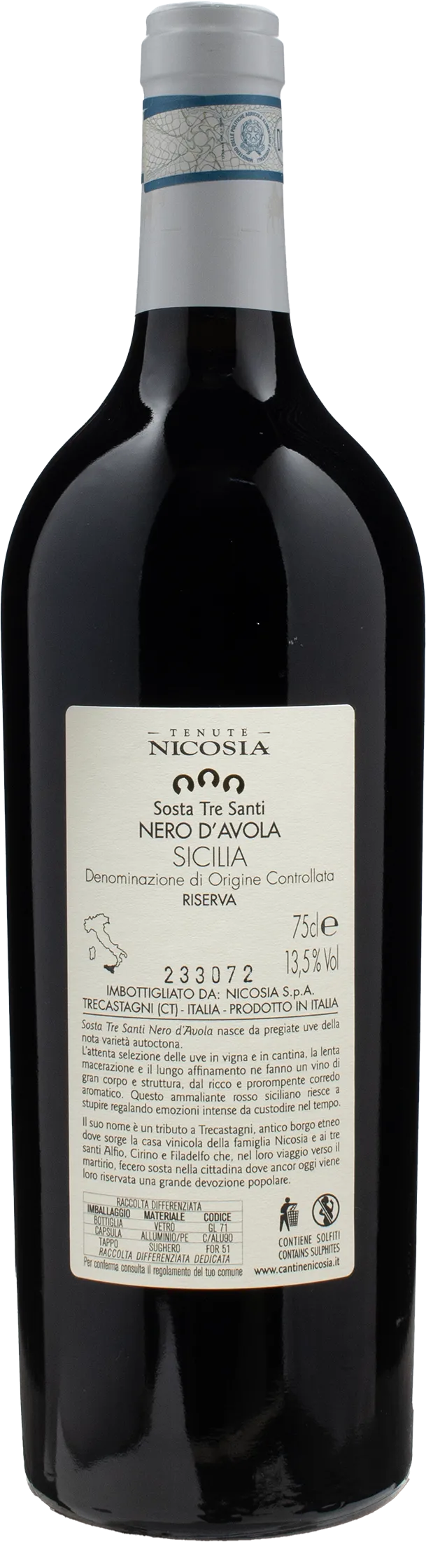 Nicosia Sosta Tre Santi Nero d'Avola Riserva 2019