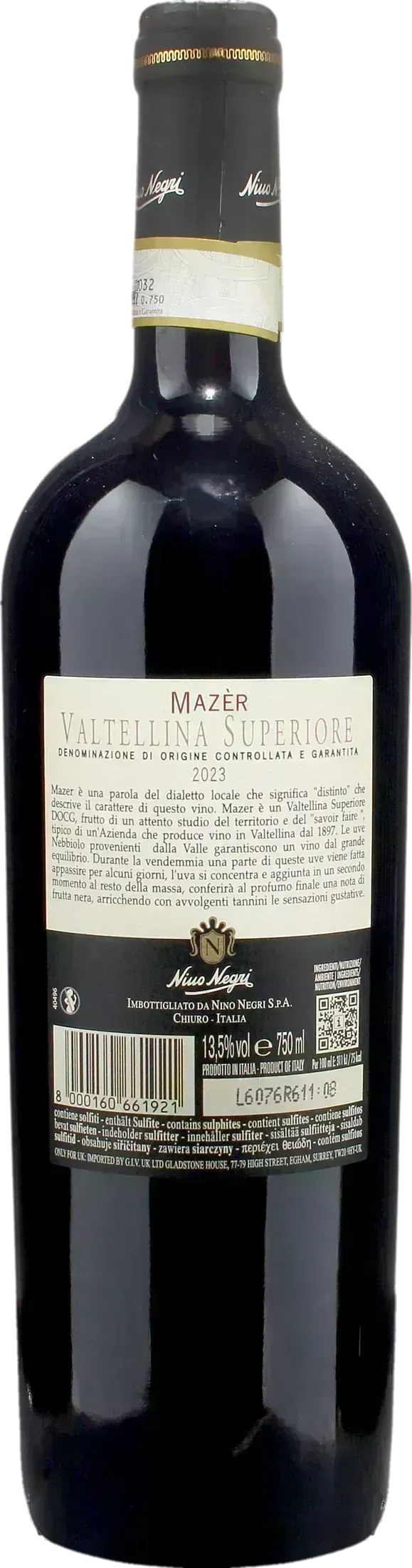 Nino Negri Valtellina Superiore Nebbiolo Mazer 2023