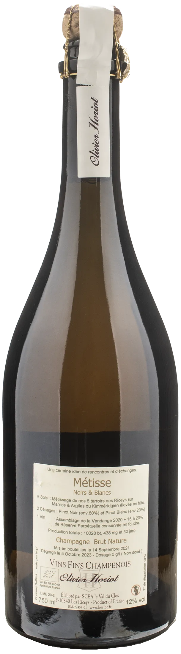 Olivier Horiot Champagne Metisse Pinots Noirs & Blancs Brut Nature