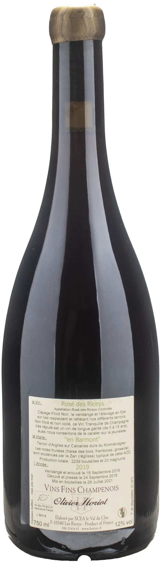 Olivier Horiot Champagne Rosè des Riceys En Barmont 2019