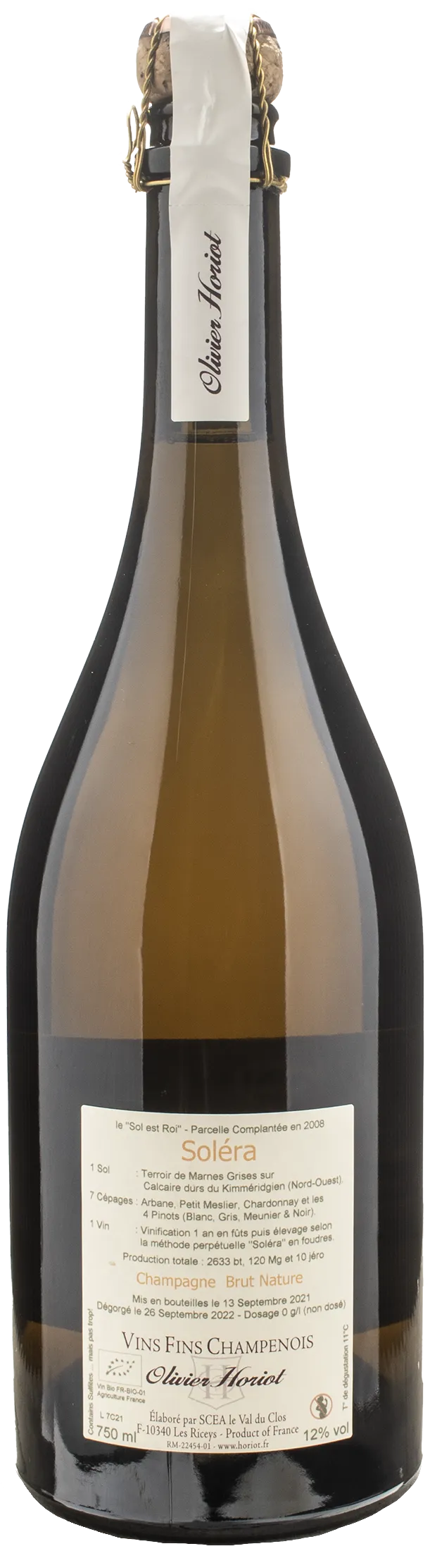 Olivier Horiot Champagne Solera Les Riceys Brut Nature