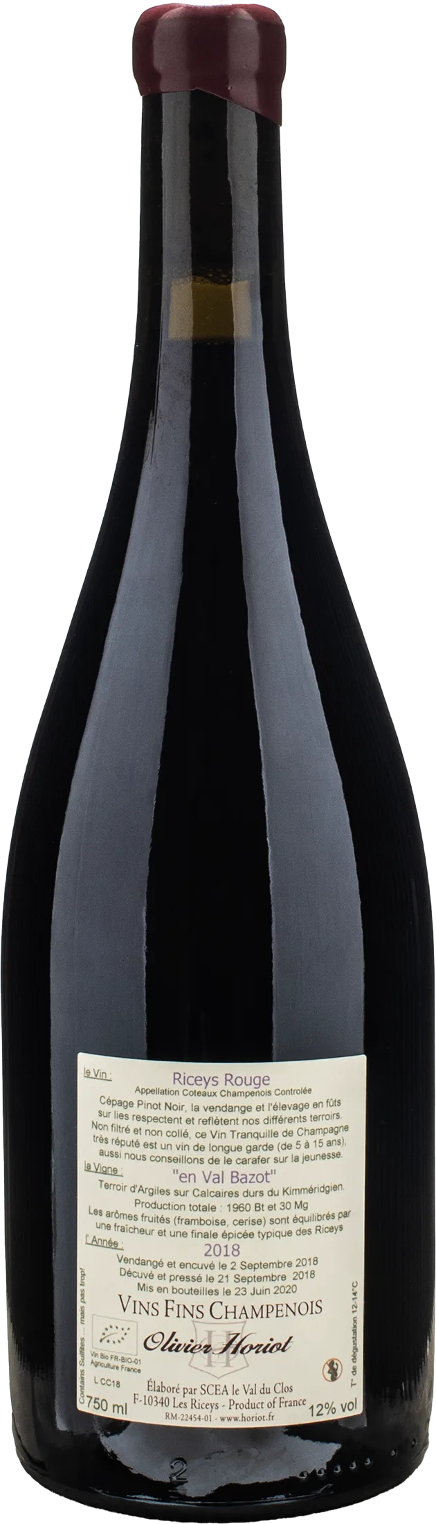 Olivier Horiot Coteaux Champenois Riceys Rouge Les Riceys En Val Bazot 2018