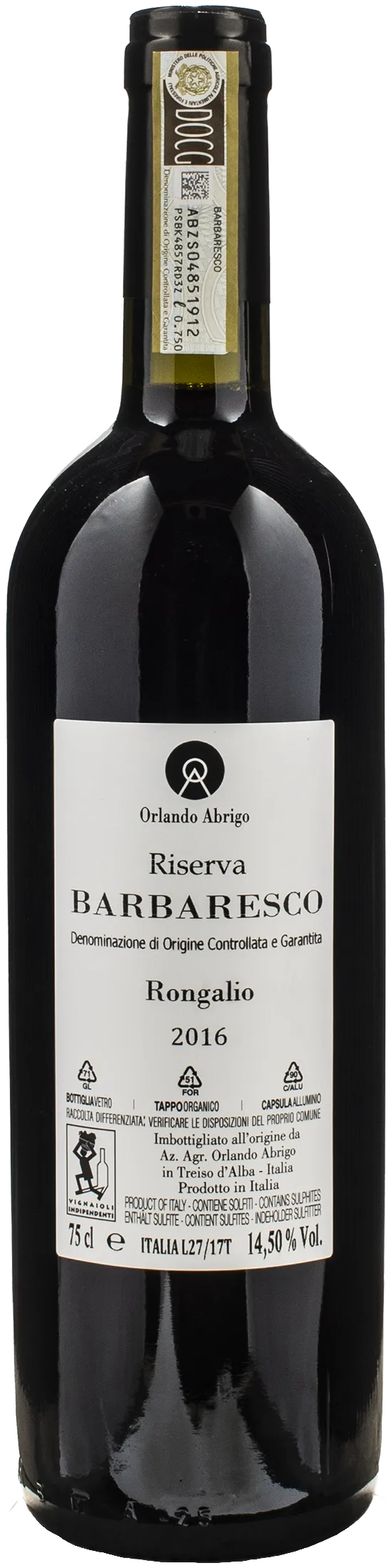 Orlando Abrigo Barbaresco Riserva Rongaglio 2016