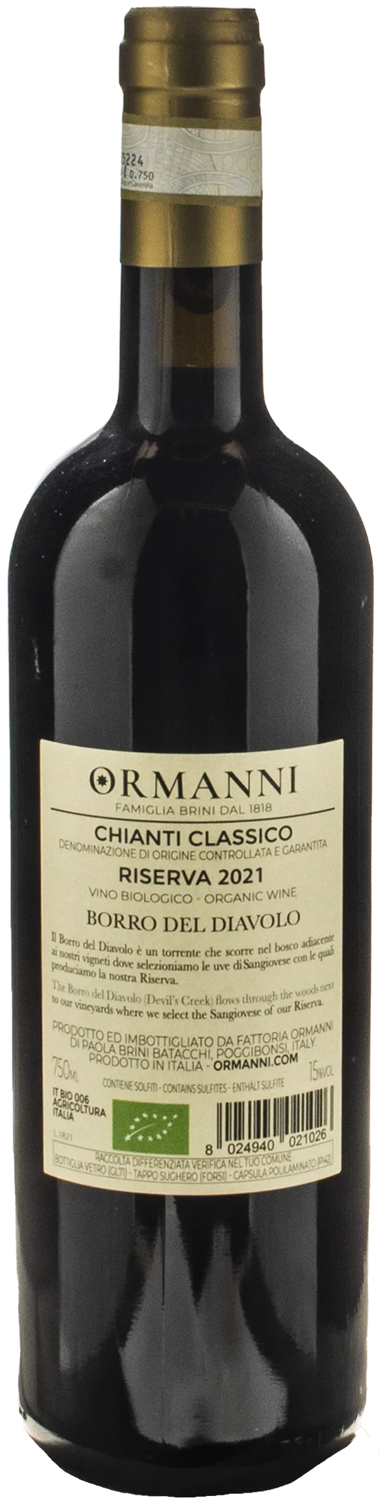Ormanni Chianti Classico Borro del Diavolo Riserva 2021