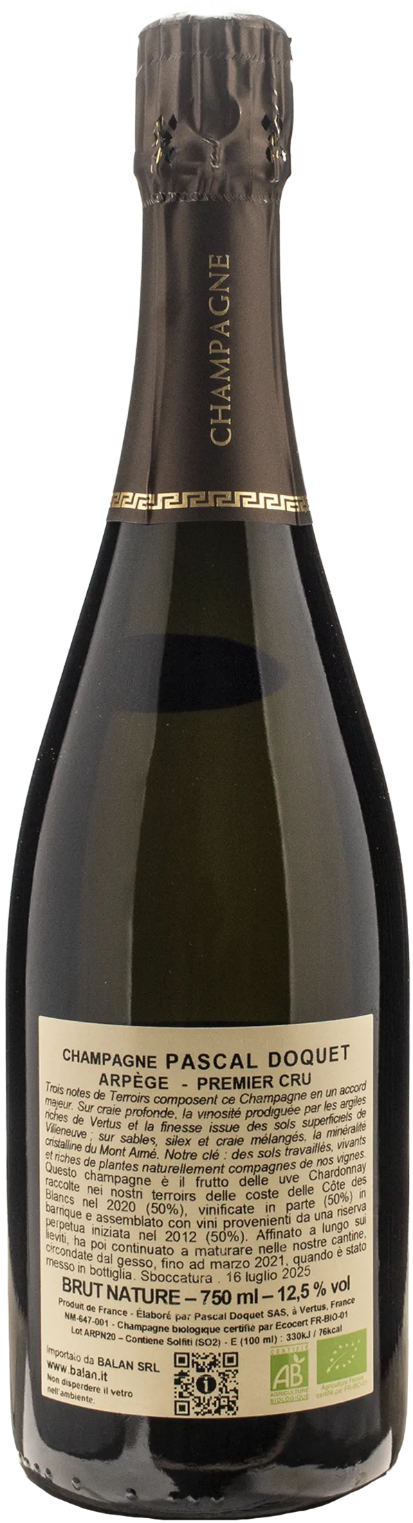 Pascal Doquet Champagne 1er Cru Blanc de Blancs Arpege Brut Nature